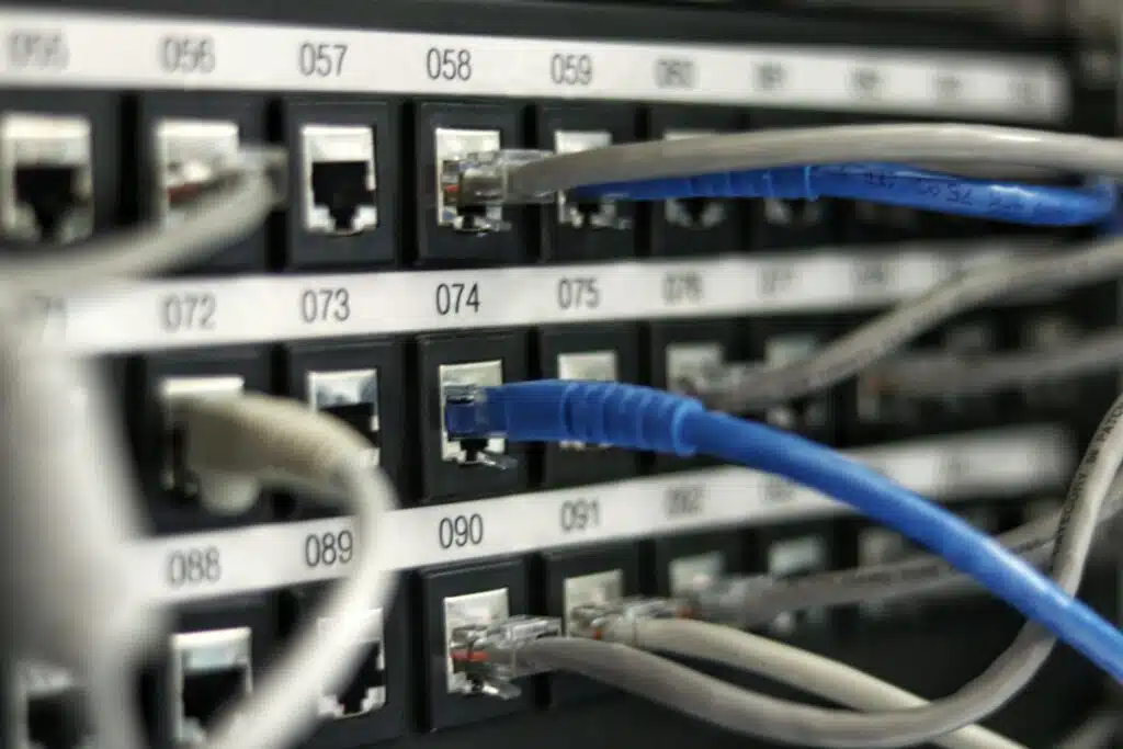 blue UTP cord, pentest related, linked to servers